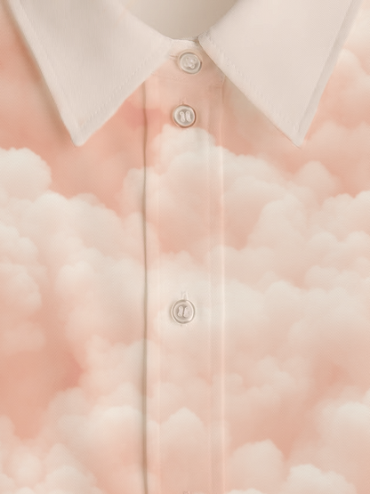 AI Imagined Orange Cloud Fade Women's Collar Shirt