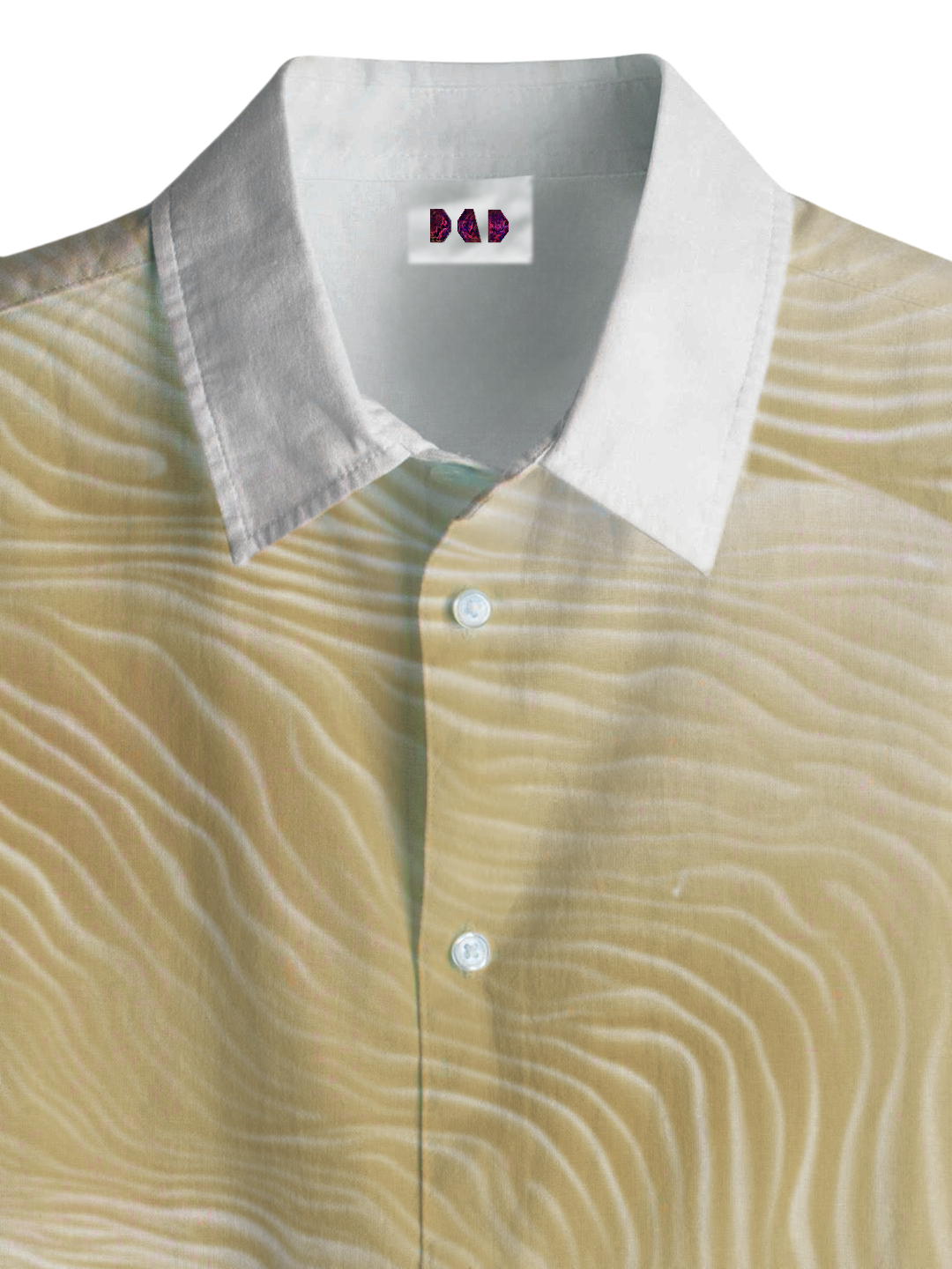 AI Imagined Muddy Yellow Waveform Men's Collar Shirt